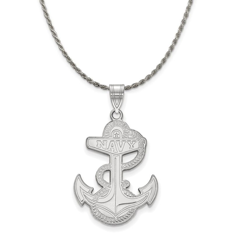 Sterling Silver U.S. Navy Xl Pendant Necklace - 26 Inch